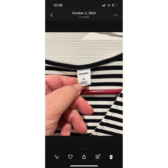 Old Navy Black And White Striped Wrap Dress Below Knee Tie Belt size XL NWT - Picture 3 of 7